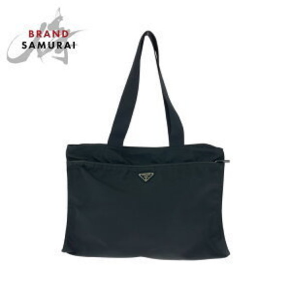 Prada Tessuto triangular black nylon tote bag handbag - Picture 1 of 9